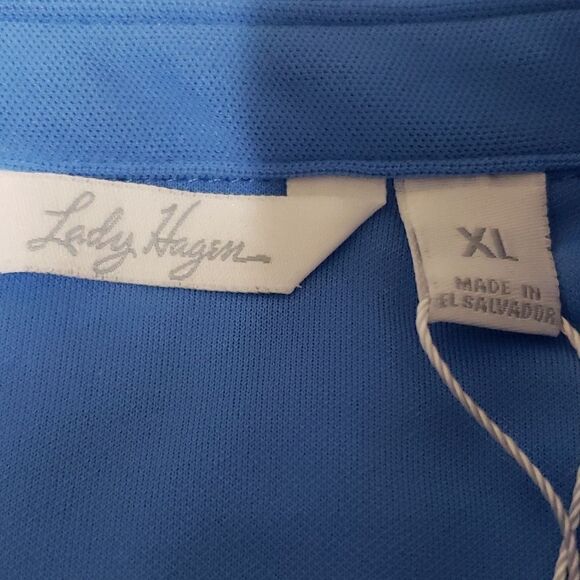 Lady Hagen. NWT. Blue, 4 Button Shirt; Short Sleeve; Point Collar. SZ XL - Picture 10 of 15